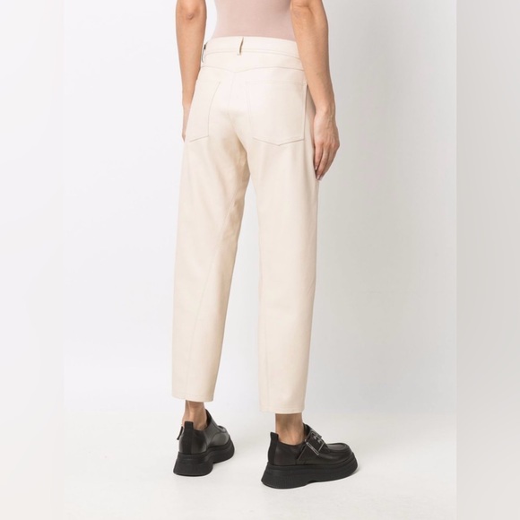 Stella McCartney Altermat beige straight leg faux leather trousers pants 36 - Picture 2 of 11